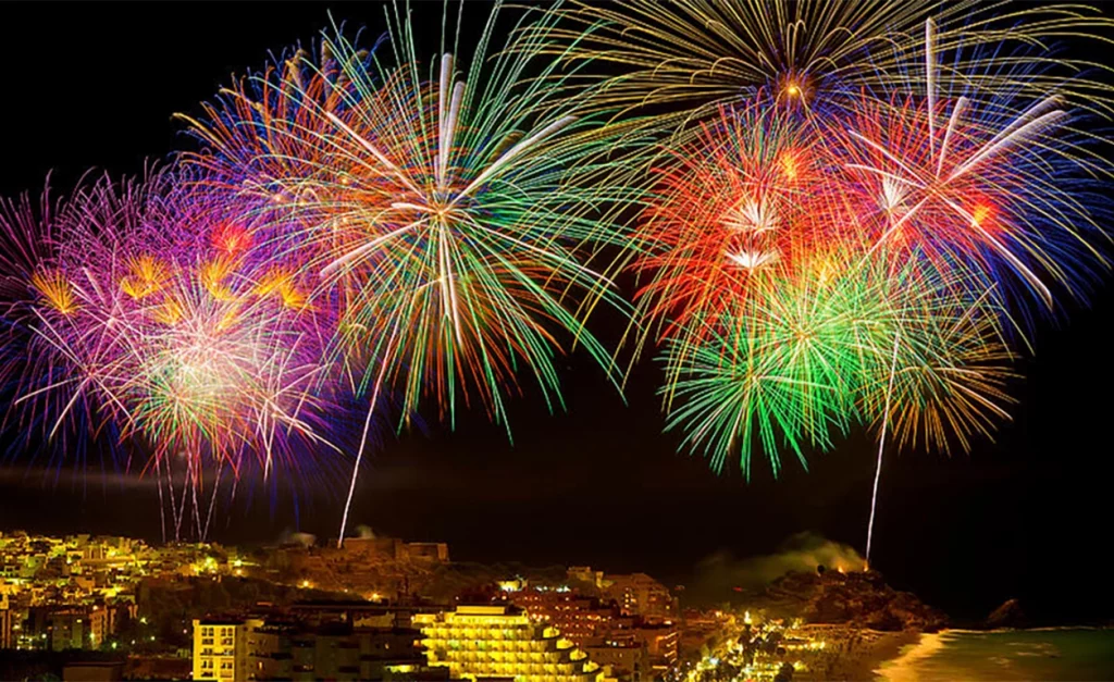 almunecar fireworks display, spain